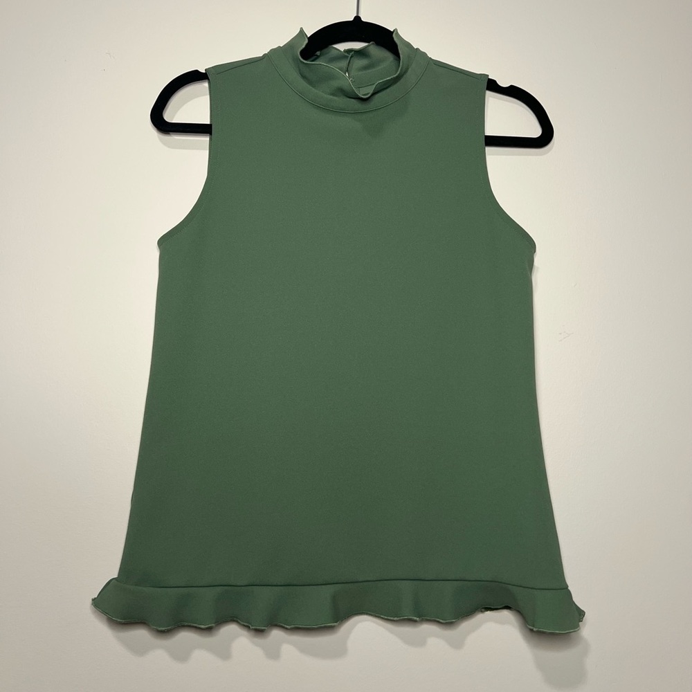 Ann Taylor Mock Neck Green Blouse